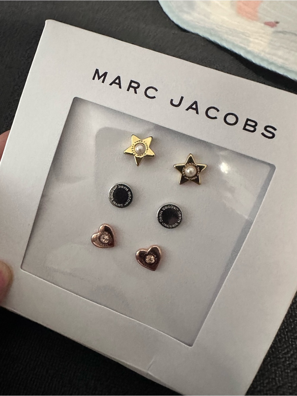 Marc Jacobs Gold, Black & Rose Gold Stud Earring Set